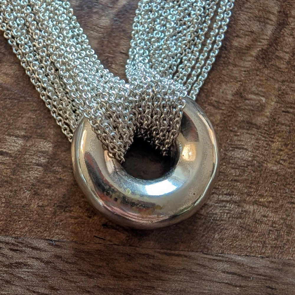 Tiffany & Co. Multistrand Mesh Sterling Silver Circle Necklace - Picture 4 of 5